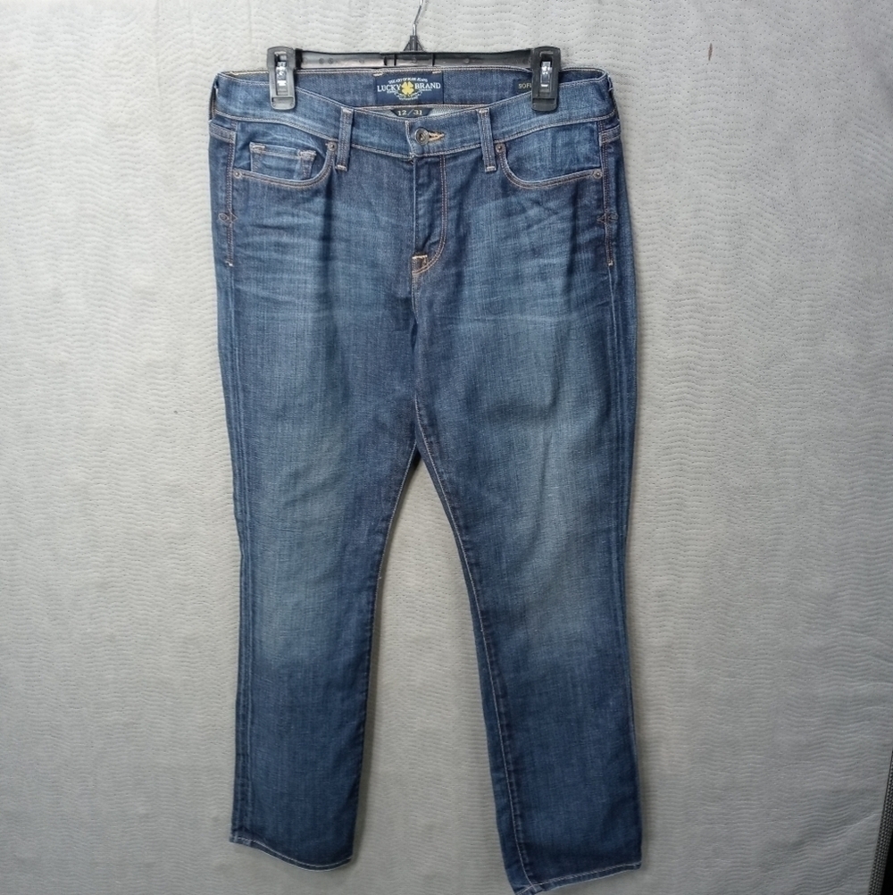 Lucky Brand 'Sofia' straight women's blue jeans. Sz 12/31. Waist 34". Inseam 31"